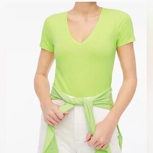 J. Crew Neon Green V-Neck Short Sleeve Tee